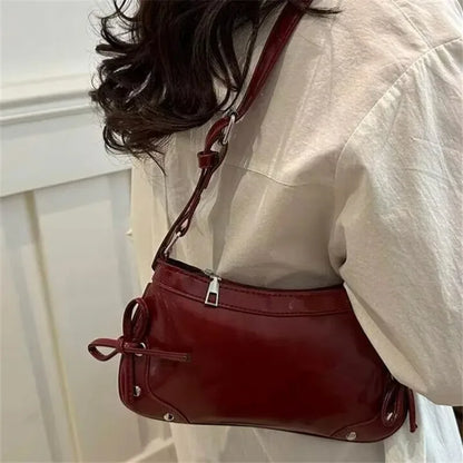 Bow Underarm Bag – Soft Leather Shoulder & Crossbody Purse