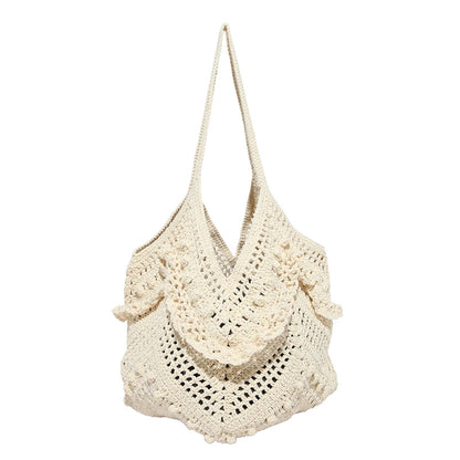 Yarn Lace Hollow Out Shoulder Bags Summer Solid Color Women S Brand Sewing Beach Vacation Handbags