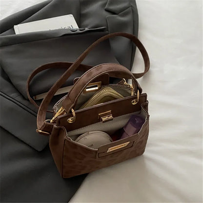 Mini Top Handle Crossbody Bag with Gold Lock Hardware