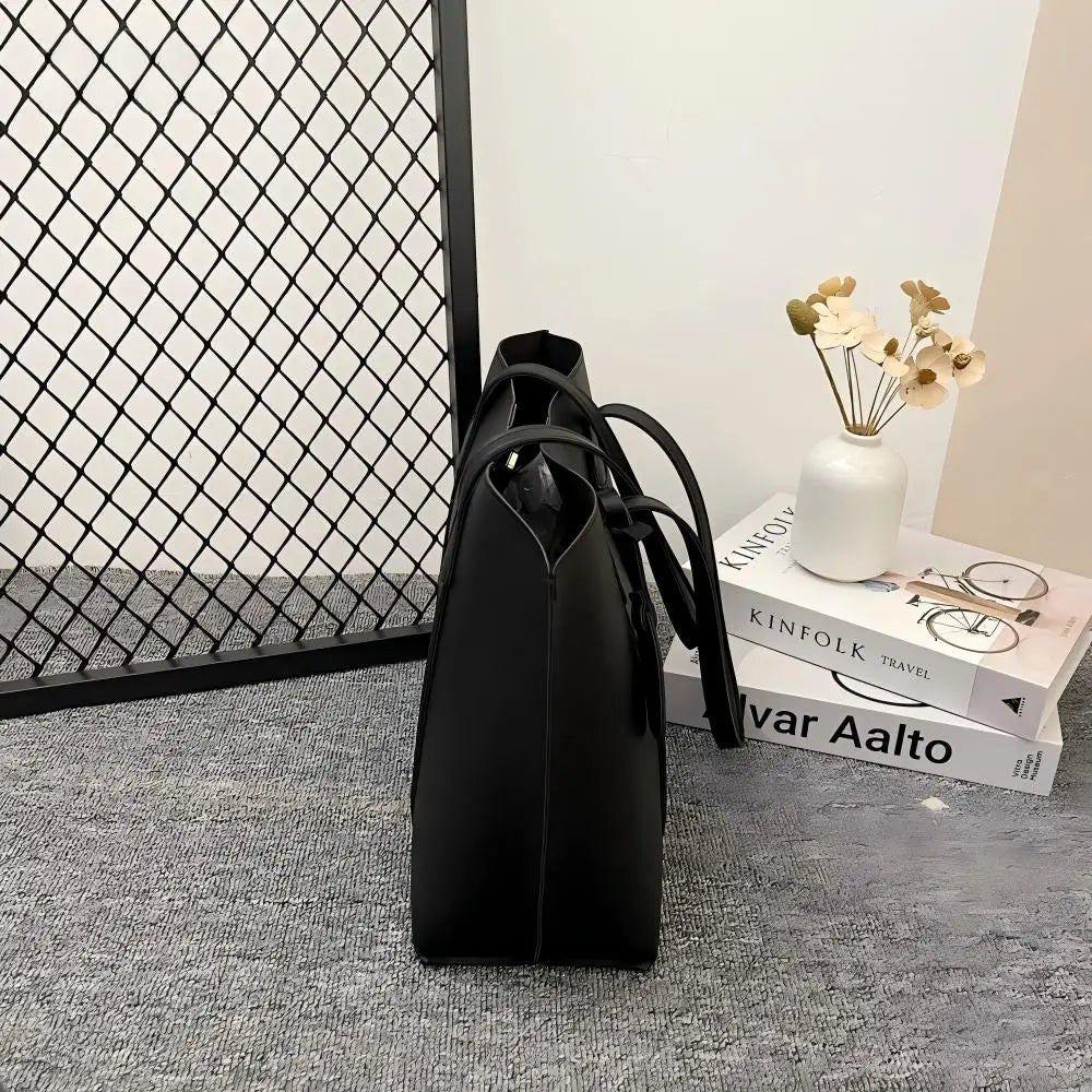 Women Korean Large Capacity Soft Pu Leather Tote Bag Casual Versatile Single Shoulder Handbag Daily
