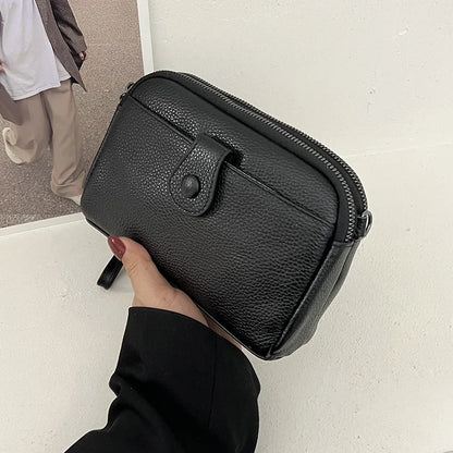 Leather Handhold Female Casual Shoulder Crossbody Bag Mobile Phone Change Storage Wallet