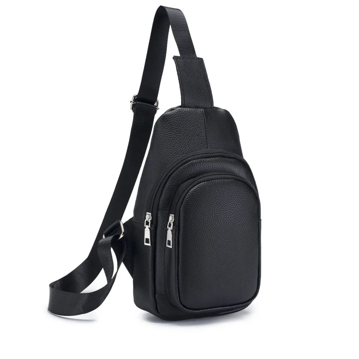 Men S Genuine Leather Chest Bag Top Layer Cowhide Retro Casual Style Single-Shoulder Bag Large
