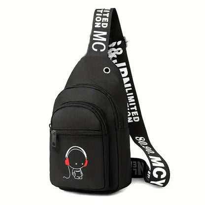 Men S Backpack Double Zippers Shoulder Strap Letter Pattern
