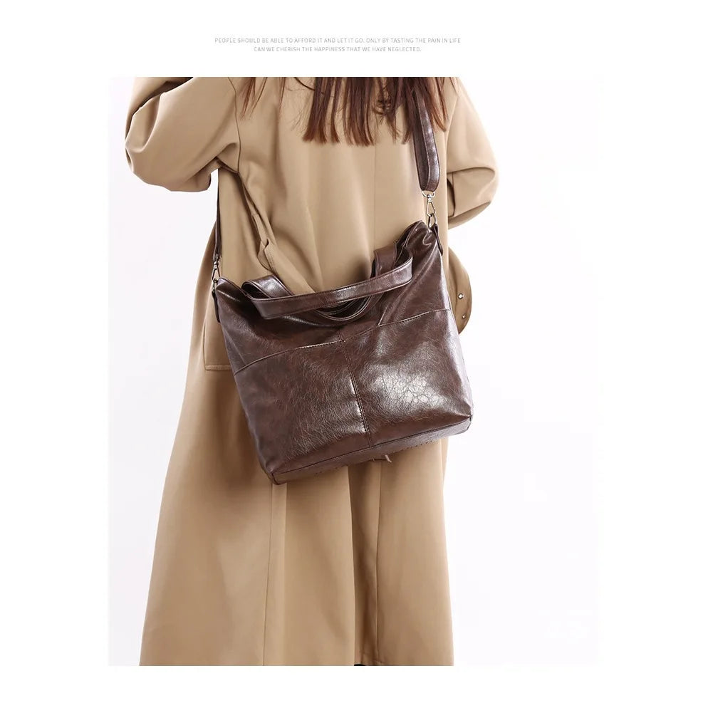 Single Shoulder Bag Pu Leather Large-Capacity Women S Handbag Multiple Compartments
