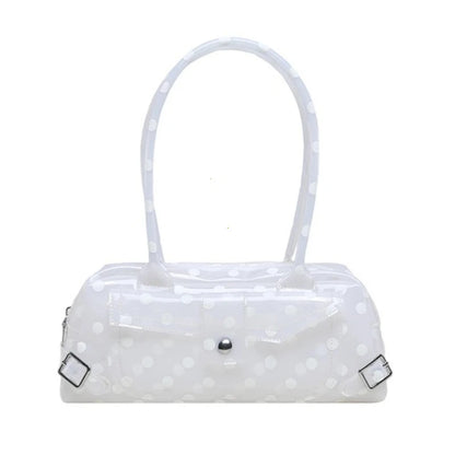 Sweet Polka Dot Transparent Pvc Jelly Tube Handbag Candy Colored Mini Top Handle Shoulder Bag Summer