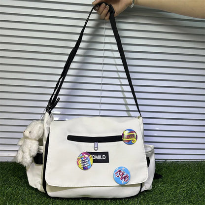 Waterproof Oxford Crossbody Messenger Bag with Badge