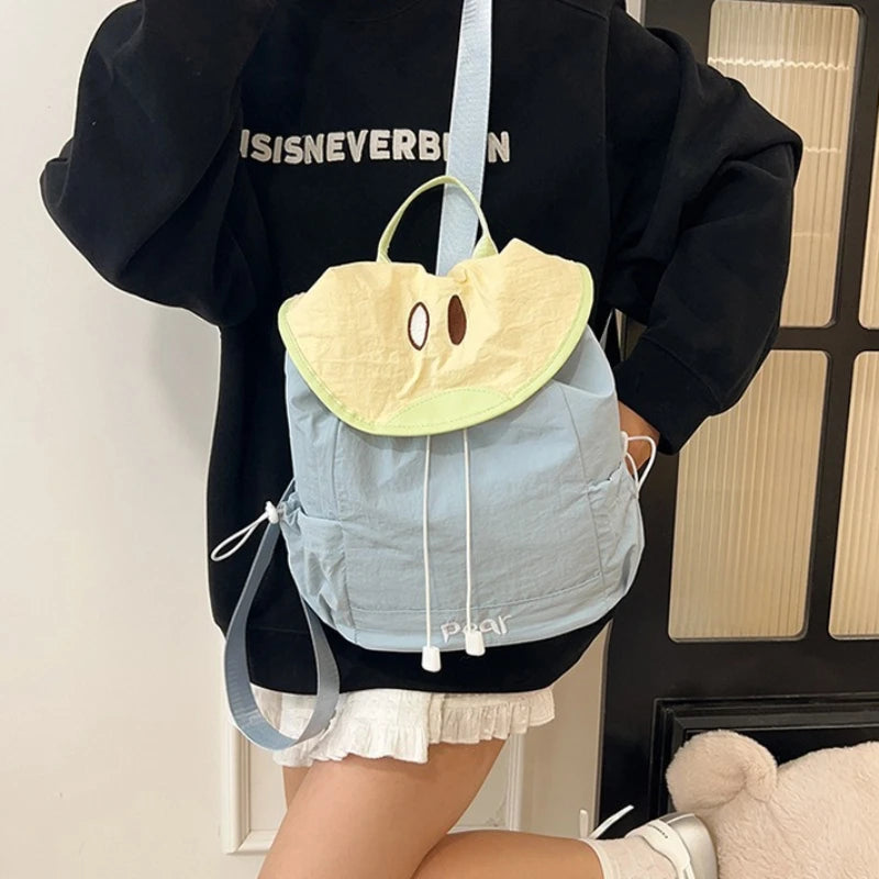 Cute Watermelon Flap Drawstring Backpack Fruit Print Small Rucksack Top Handle