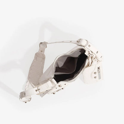 Motorcycle Bag Underarm Rivet Tassel Three-In-One Crescent Folded Cowhide Single Shoulder Slant