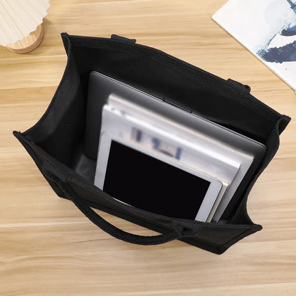Homefish Leisure Thickened Handheld Canvas Tote Bag Black Three-Dimensional Large-Capacity Simple