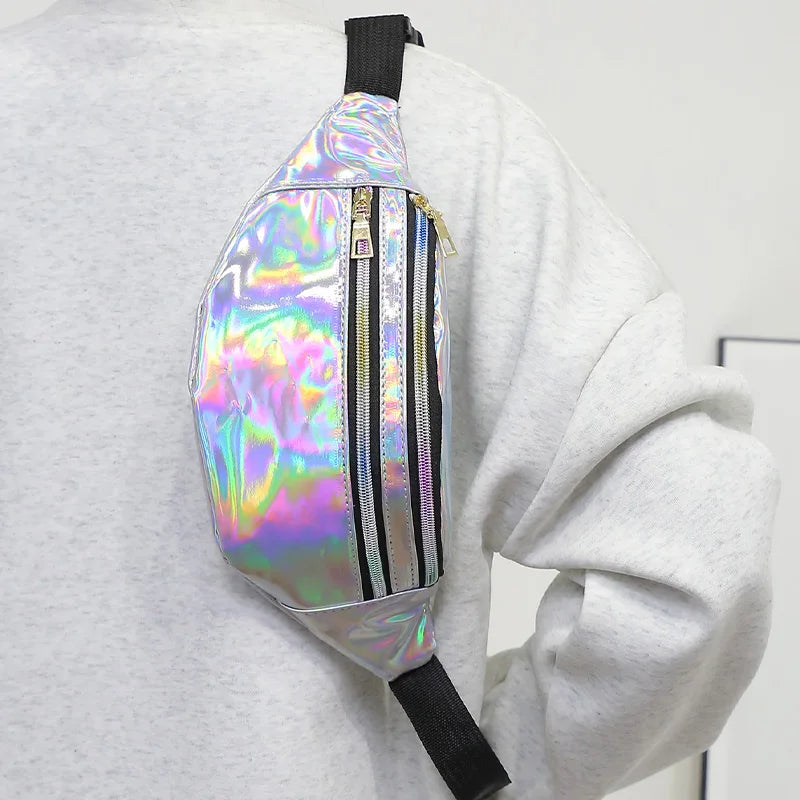 Trendy Personality Women S Waist Bag Laser Cool Lightweight Sport Leisure Female Belt Packs Outings
