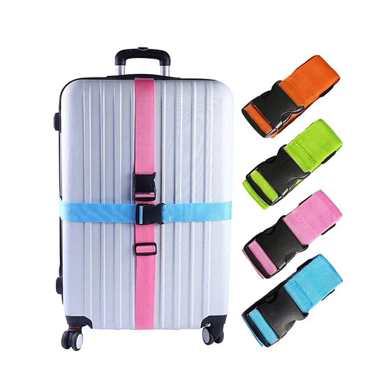 1pc 2m Adjustable Luggage Strap Cross Belt Packing Travel Suitcase Nylon Lock Buckle Baggage Belts