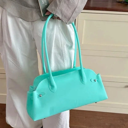 Women S Pvc Solid Color Short Handle Handbag Female Casual Daily Work Shoulder Bag Small Luxury Tote