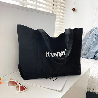 Large Canvas Tote Bag – Lightweight Casual Shopper for Students & Commuters