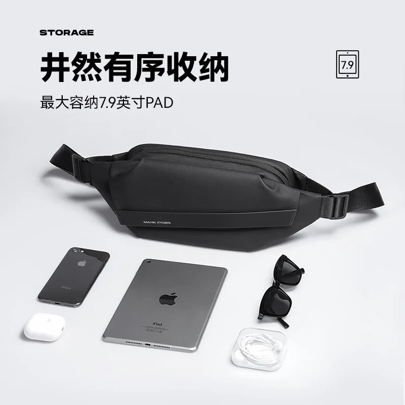 Men S Large Capacity Waterproof Crossbody Bag Multi-Functional Sports Leisure Magnetic Suction Clasp