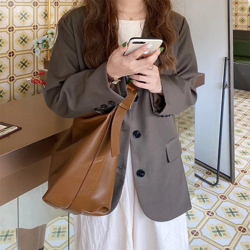 Minimalist Style Shoulder Bag Women Large Capacity Crossbody Multi-Function