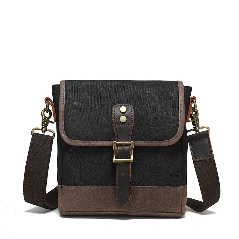 Vintage Canvas Shoulder Bag Cross-Body Wear Resistant Small Chest Men S Leather Briefcase