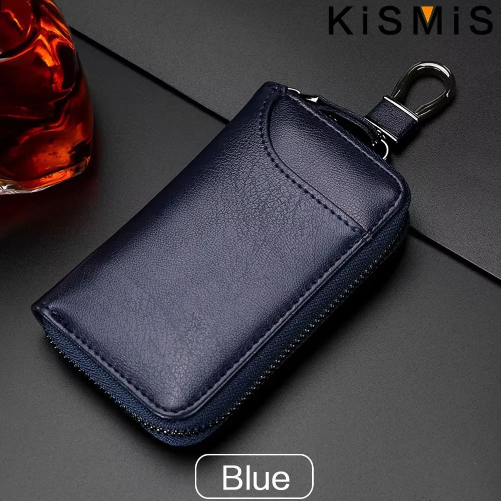 Homefish Multifunctional Mini Key Bag Genuine Leather Keychain Men Women Portable Car Key Case