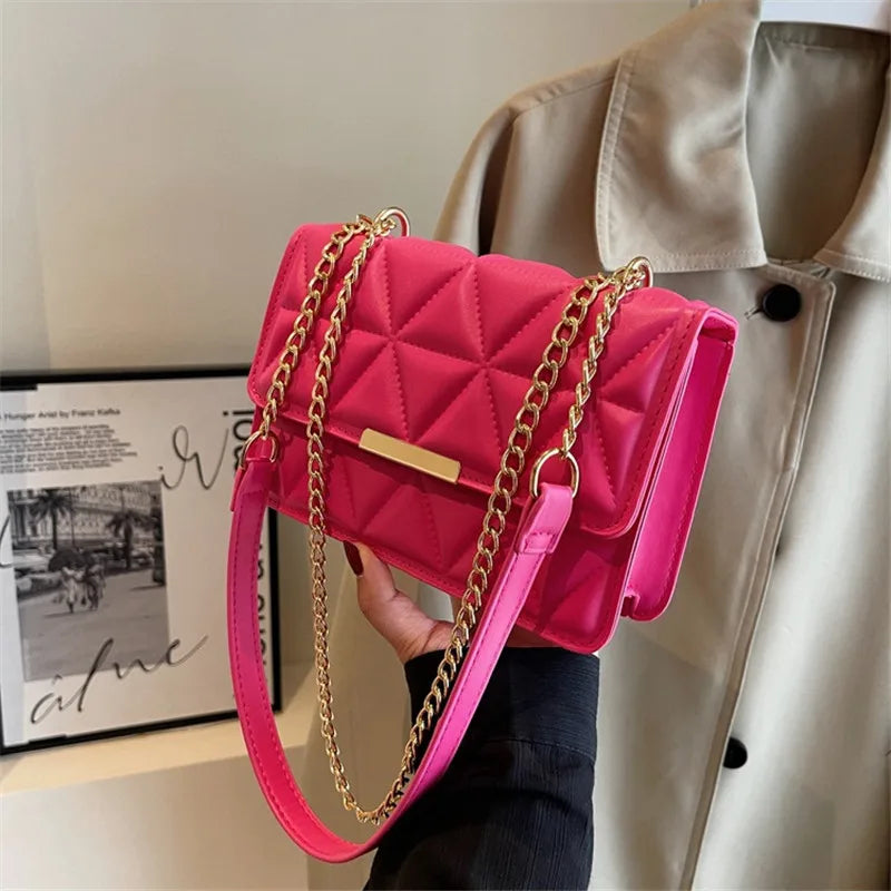 Quilted Chain Shoulder Bag – Chic Small Square Crossbody Purse