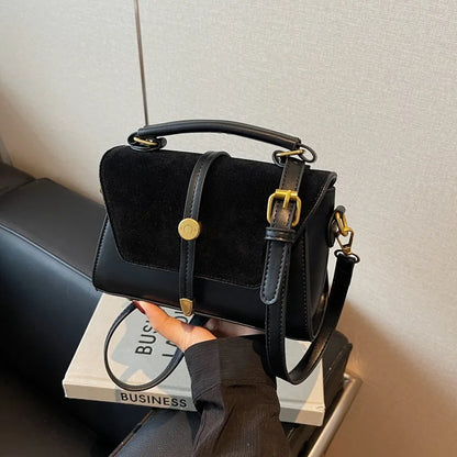 Suede Vintage Crossbody Bag – Women's Elegant Shoulder Handbag