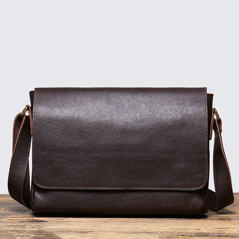 Handcrafted Retro Men S Crossbody Bag Men S Vegetable-Tanned Leather Single-Shoulder Genuine Women