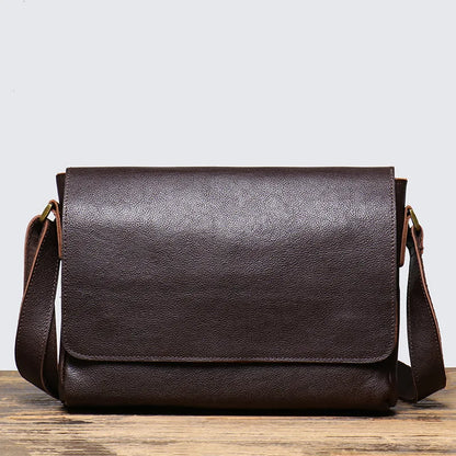 Handcrafted Retro Men S Crossbody Bag Men S Vegetable-Tanned Leather Single-Shoulder Genuine Women