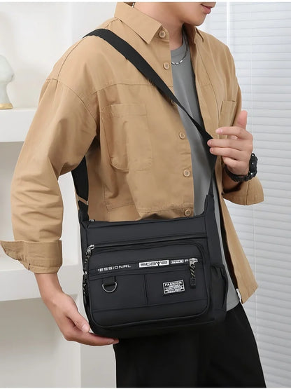 Design Oxford Shoulder Bag Large Capacity Men S Casual Multi-Layer Pocket Single Crossbody Luxury