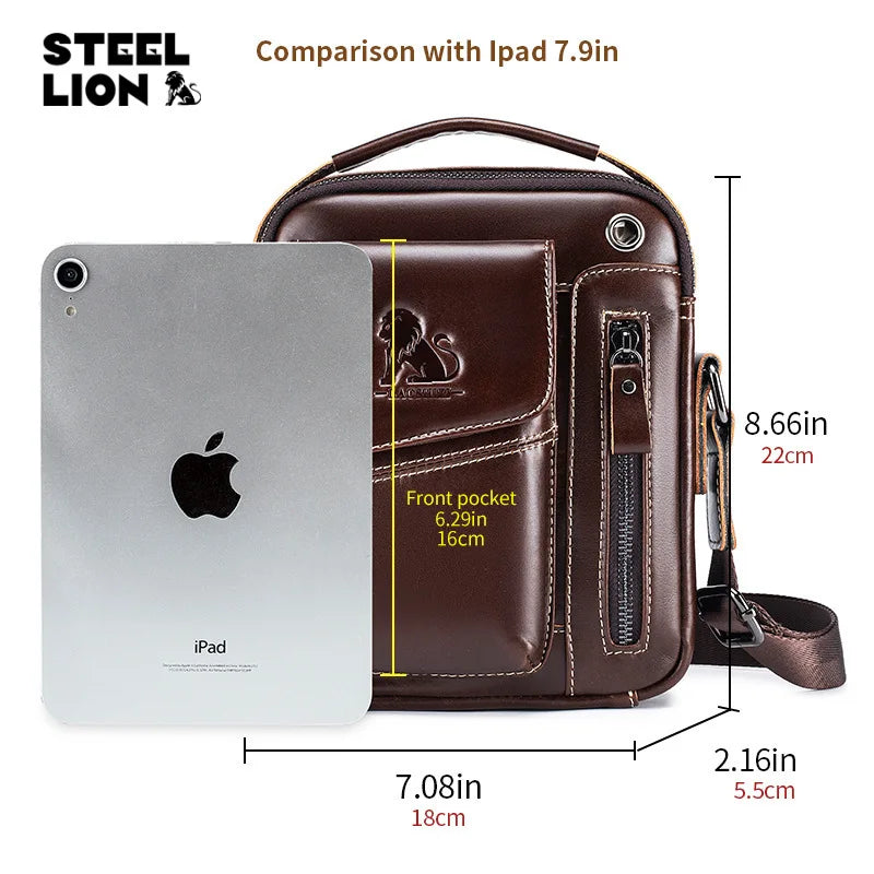 Sporty Durable Hand-Held Crossbody Bag Top Layer Cowhide