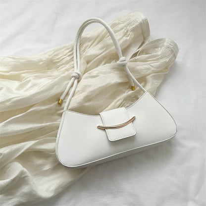 PU Leather Shoulder Bag – Minimalist Underarm Baguette Handbag