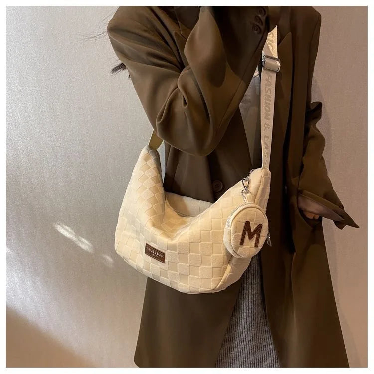 Korean Version White Cotton Messenger Bag Newwomen S Large Capacity Tote