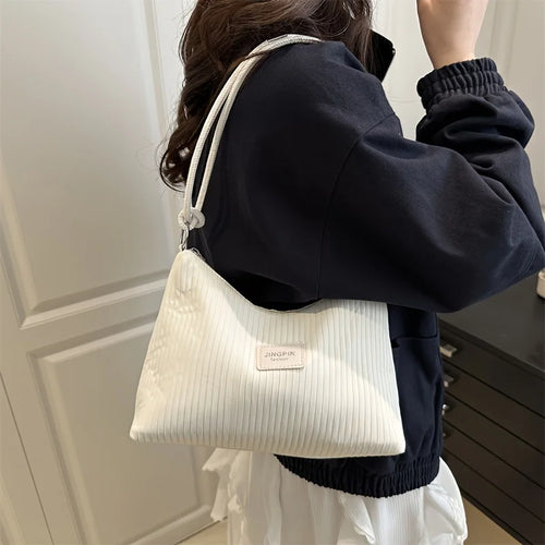 Pleated Shoulder Bag – Lightweight Textured Underarm Tote