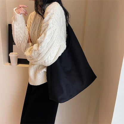 Suede Texture Large Tote Bag – Women's Minimalist Shoulder Handbag