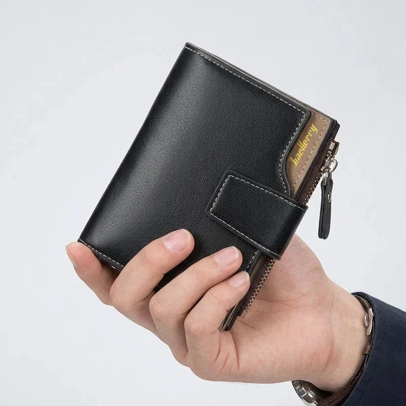 Men Multi Functional Short Wallet Side Zipper Coin Pocket Elegant Business Casual Gift Card Holder