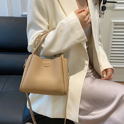 Soft Leather Tote Bag with Detachable Crossbody Strap
