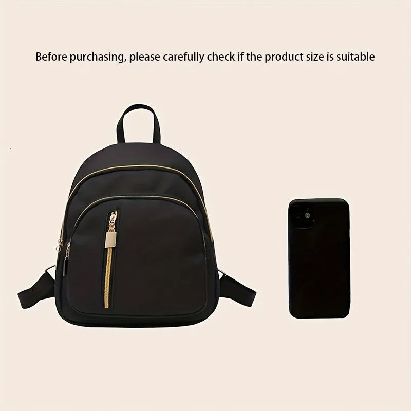 Stylish Black Nylon Street Backpack Women Multiple Pockets