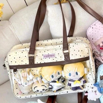 Lace Ita Bag Large Capacity – Transparent Pocket Shoulder Bag for Badge Display