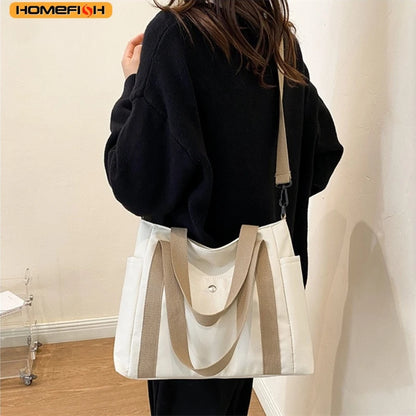 Homefish Large Capacity Nylon Crossbody Bag Casual Solid Color Messenger Shoulder Removable Strap