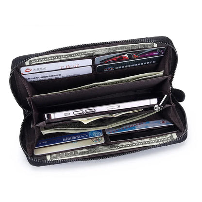 Leather Purse Women S Long Large Capacity Sheepskin Embroidered Diamond Check Zipper Wallet Mobile