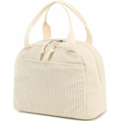 Corduroy Lunch Bag Thermal Insulation Box Storage Handbag Multifunctional Kid School Cooler Picnic