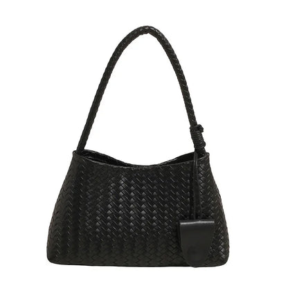 Woven Leather Shoulder Bag – Retro Braided Handle Tote