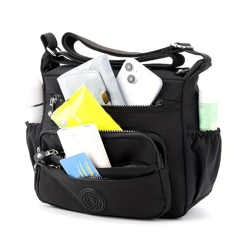 Lightweight Black Nylon Chic Crossbody Bag Women Adjustable Strap