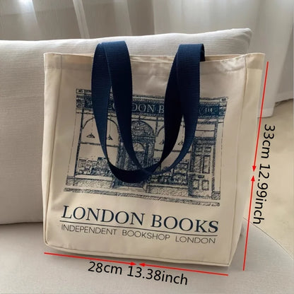 London Books Print Canvas Tote Bag for Women