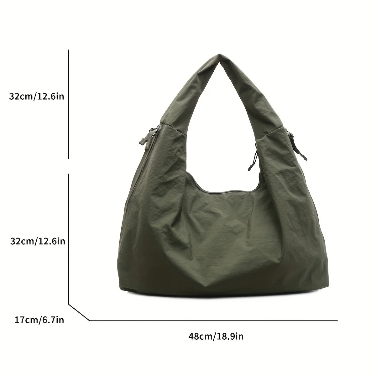 Nylon Tote Bag with Multiple Zipper Pockets – Solid Color Everyday Carry