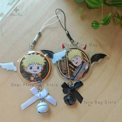 Ita Bag Pin Badge Protector – Angel & Devil Wings with Bell Charm