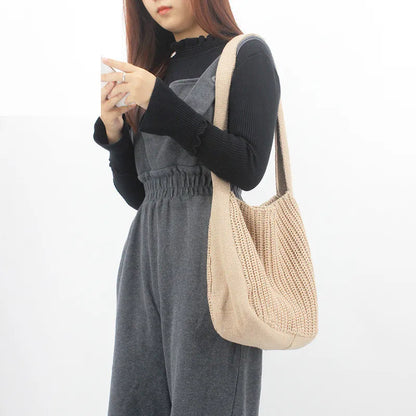 Solid Color Knitted Bag Versatile Underarm Shoulder Women