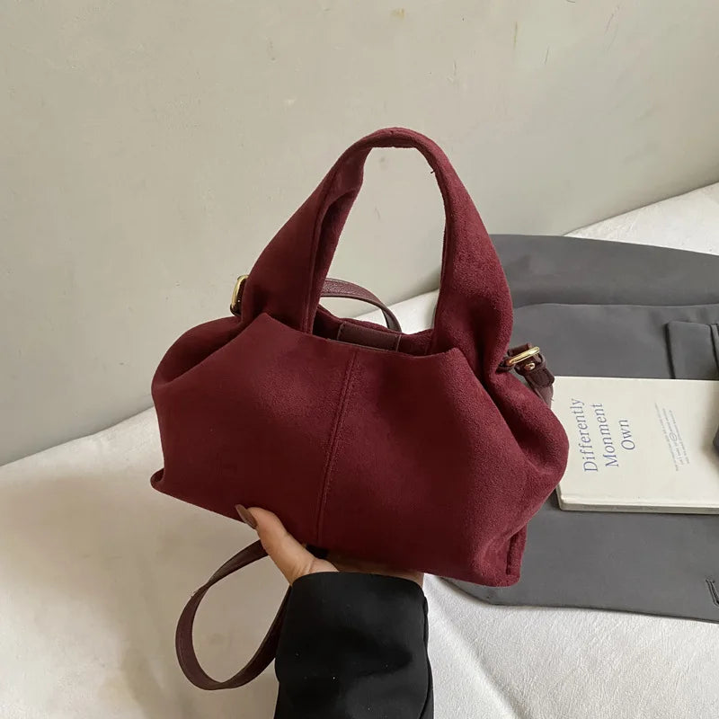 French Cloud Dumpling Bags Brand Design Frosted Handbag Lunch Box Bag Retro Magnetic Clasp Shoulder