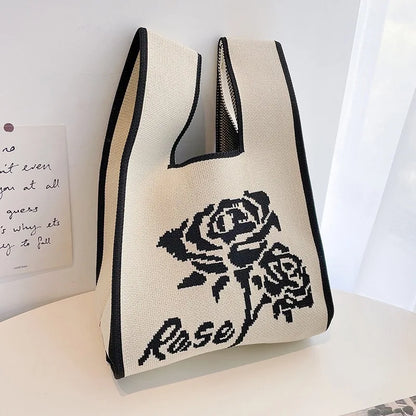 Graphic Knit Wrist Bag Mini Tote for Women