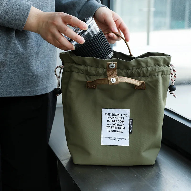 Insulated Drawstring Lunch Bag – Thermal, Waterproof, 3-Layer