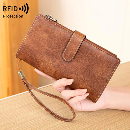 Rfid Anti-Theft Brush Women S Wallet Multi-Functional Three-Fold Long