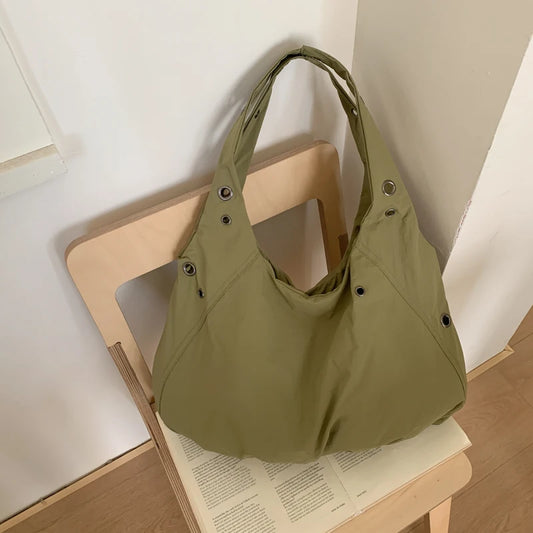 Wrinkle Nylon Hobo Shoulder Bag Women Large Capacity Soft Foldable Tote Lightweight Daily Commute