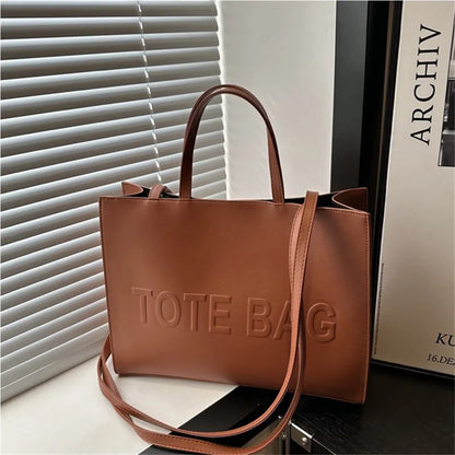 Large Capacity Leather Tote Bag – Vintage Shoulder & Crossbody Handbag